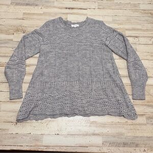 Vintage America Loose Knit Sweater Women’s Size Medium Gray Long Sleeve Casual